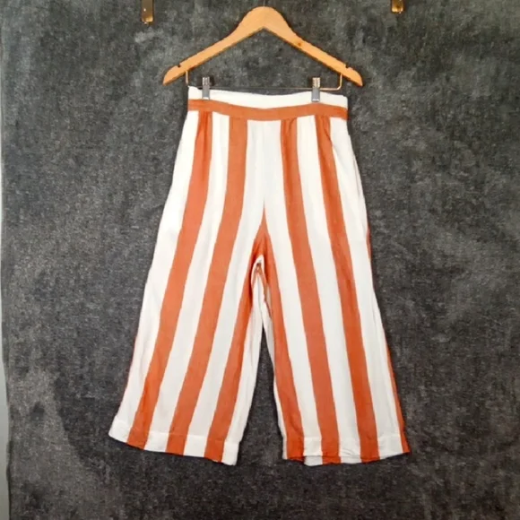 Madewell Huston Pull On Ankle Crop Pants Linen Viscose Blend Vacation Small - Picture 2 of 7